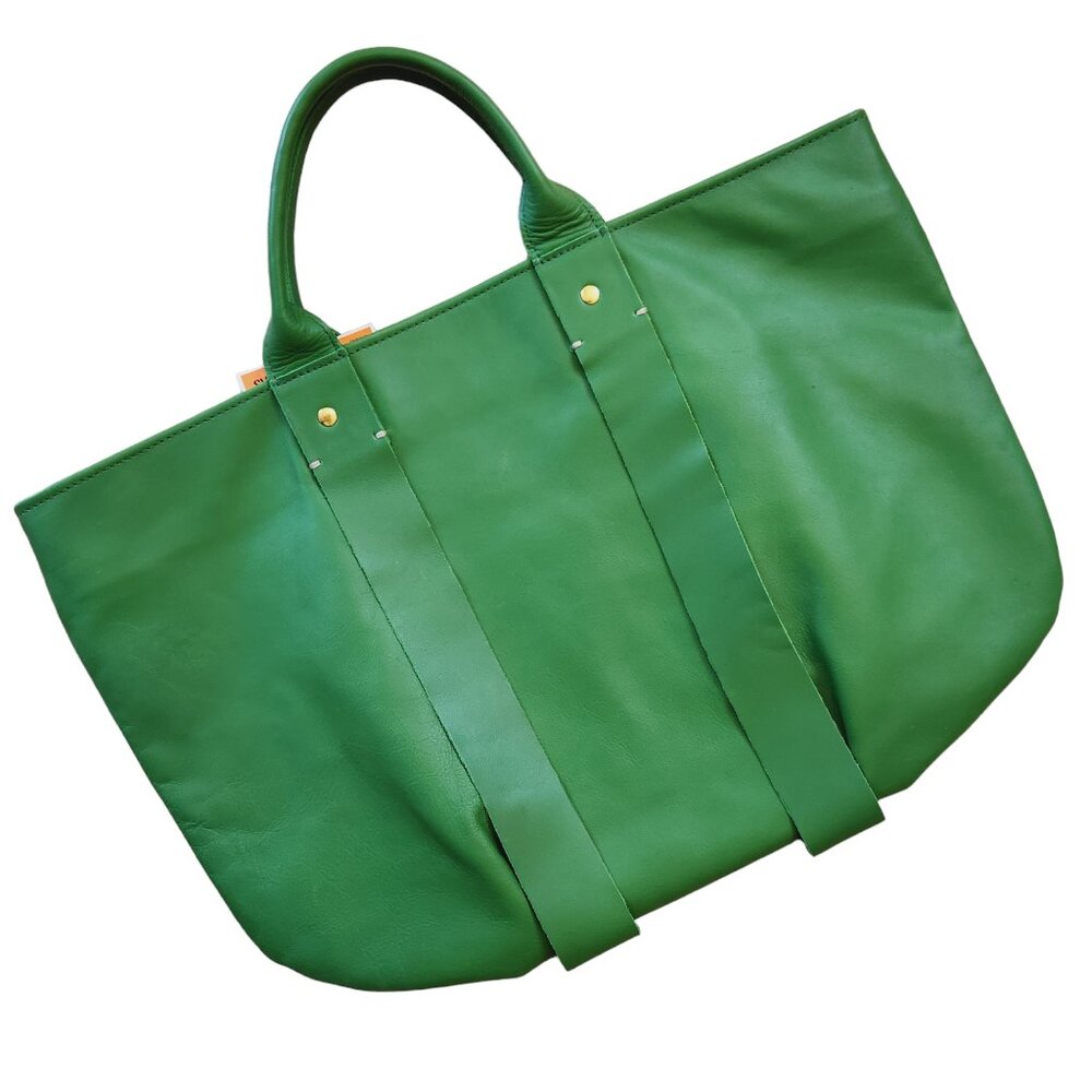 NWOT Clare V. La Tropezienne Green Soft Italian Leather Tote Hand Bag